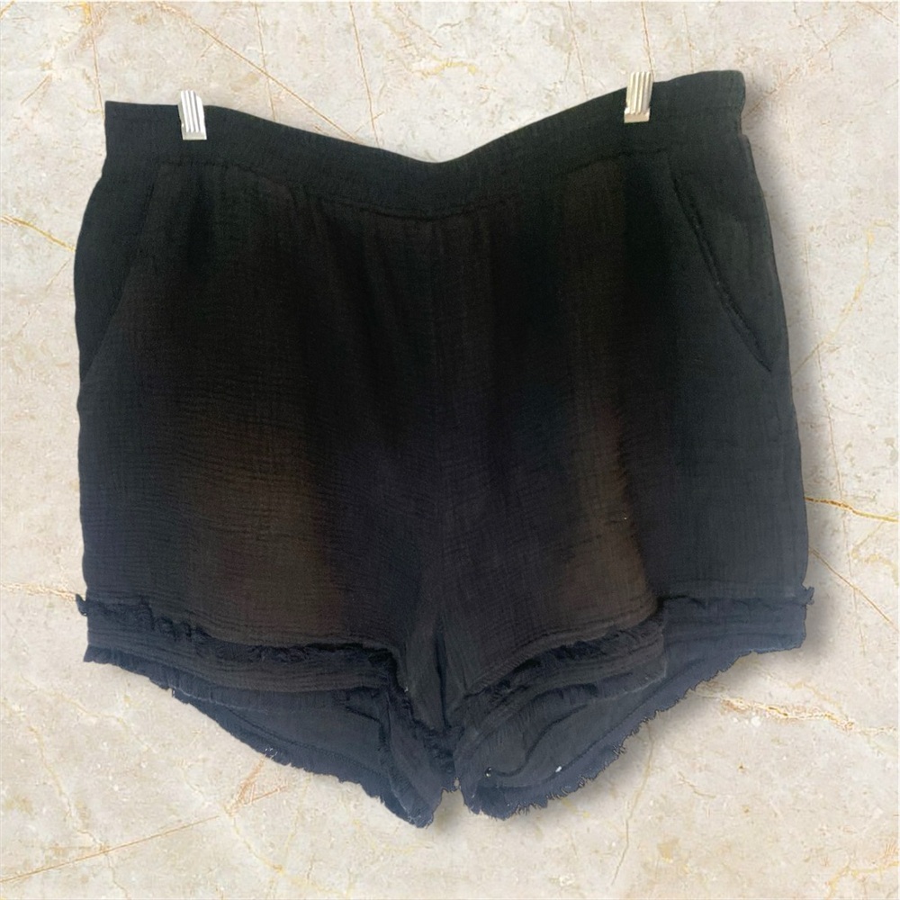 Cynthia Rowley Black Raw Edge Lounge Shorts Womens XL EUC